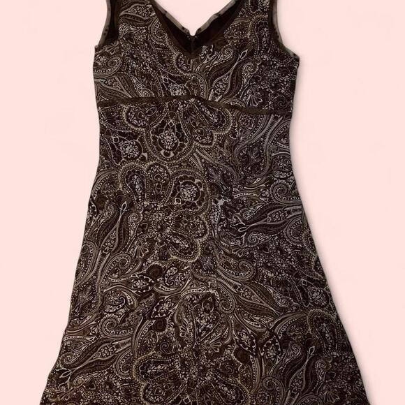 Vtg brown paisley dress old - Picture 1 of 4